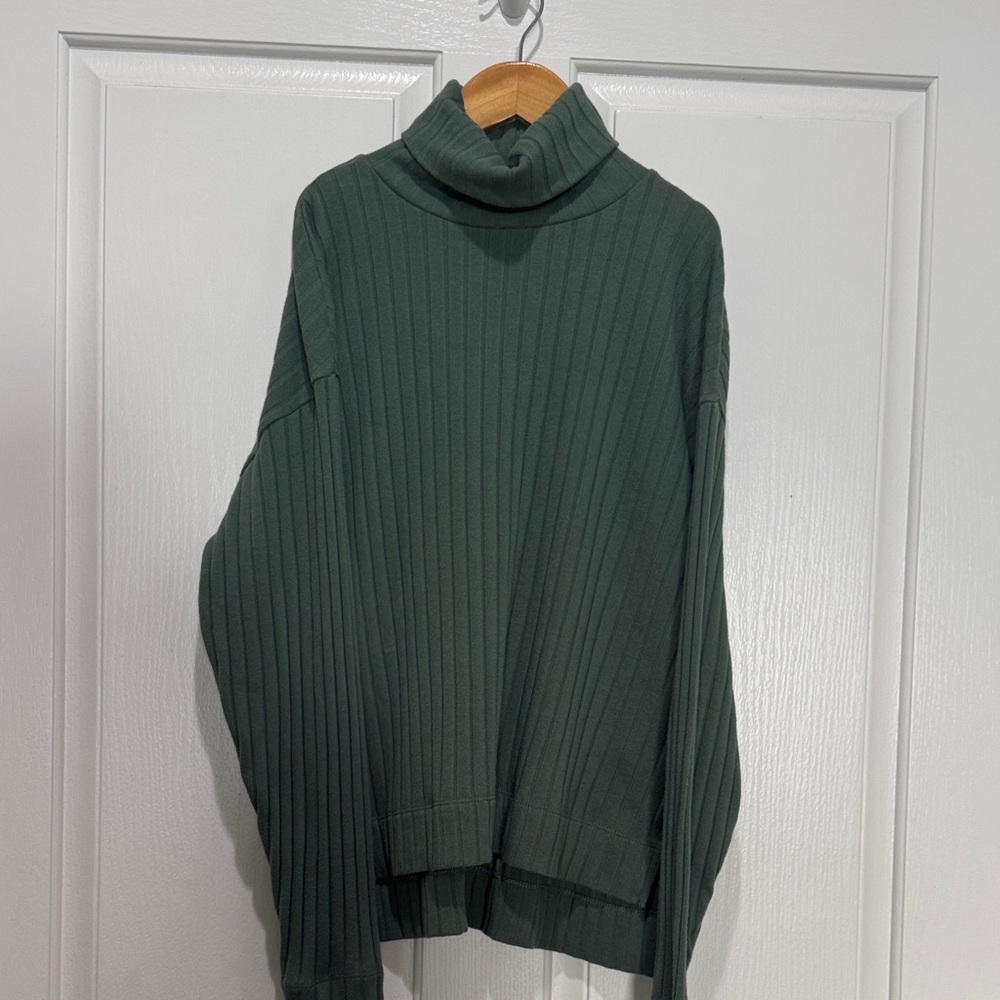 Madewell Forest Green Ribbed Turtleneck Sweater